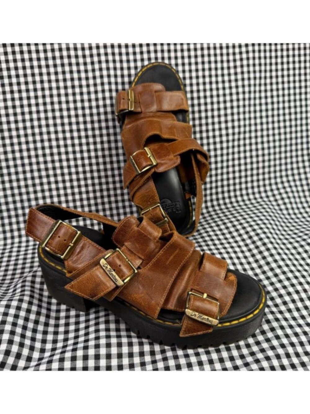 Dr Martens Ariel Butterscotch Leather Platform Sandals Women’s US 5 EU 36